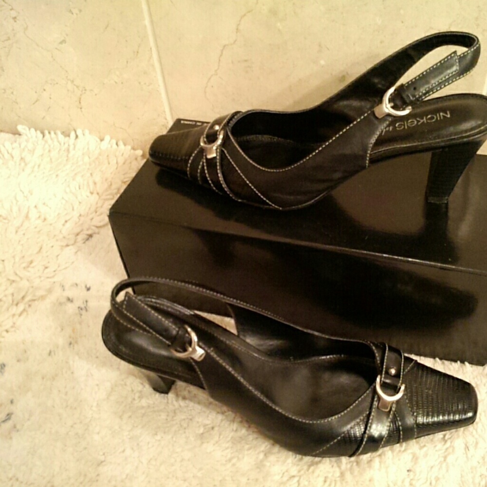 Nickels black leather sling back pumps 7.5 - Picture 2 of 4